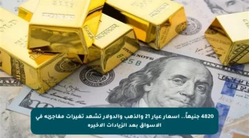 4820 جنيهاً.. أسعار عيار 21 والذهب والدولار تشهد تغيرات مفاجئة في الأسواق بعد الزيادات الأخيرة